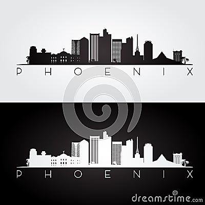 Phoenix skyline silhouette. Vector Illustration