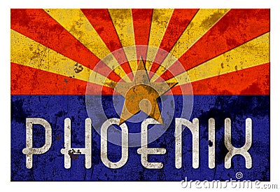 Phoenix Street Sign Grung Arizona Flag Stock Photo