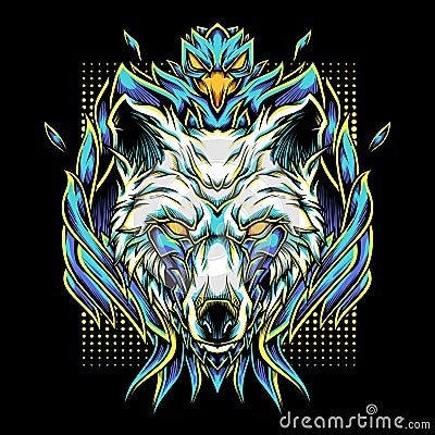 Phoenix Wolves Mascot Logo Illustration Vector Illustration