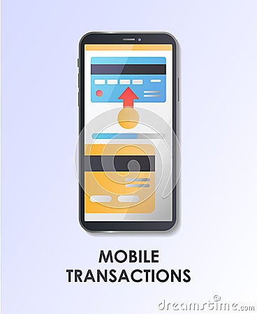 Mobile transaction. Payment. Flat vector illustration. Vector Illustration