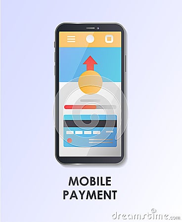 Mobile payment. Material Design UI/UX and GUI Screen. Flat vector illustration. Vector Illustration