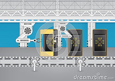 Phone assembly line Vector Illustration