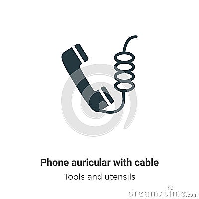 Phone auricular with cable vector icon on white background. Flat vector phone auricular with cable icon symbol sign from modern Vector Illustration