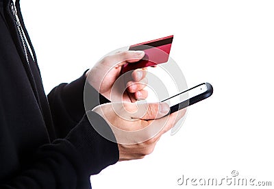 Phone and a Bank Card Stock Photo