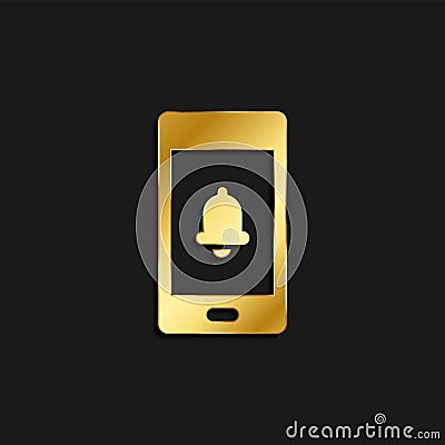 phone, bell, ringtone gold icon. Vector illustration of golden style Cartoon Illustration