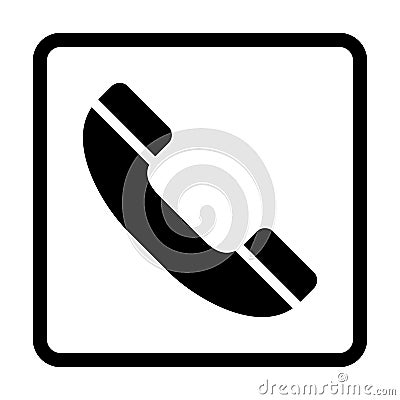 Phone black icon. Call symbol isolated on white in vector. Vector Illustration