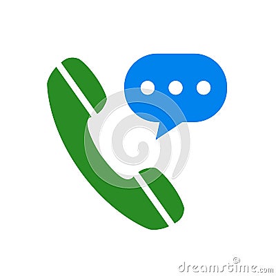 Phone call button, chat icon, communication sign, speech bubble, conversation - vector Stock Photo