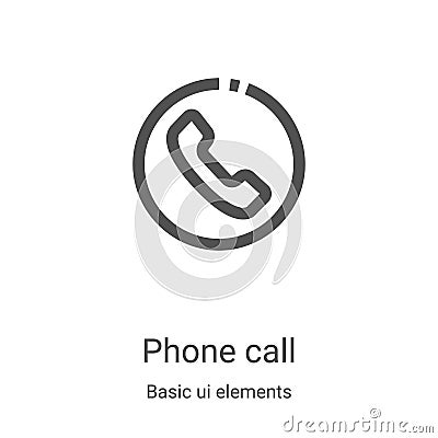 phone call icon vector from basic ui elements collection. Thin line phone call outline icon vector illustration. Linear symbol for Vector Illustration