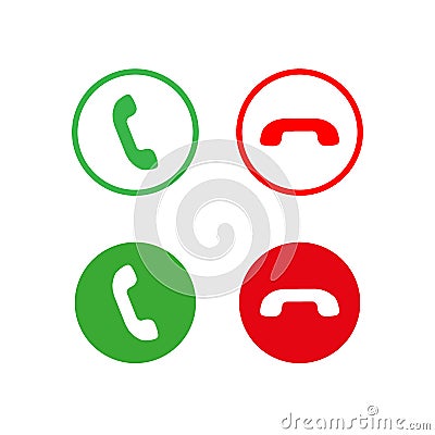 Phone Call vector icon. Style is flat rounded symbol, red and green colors, Vector Illustration