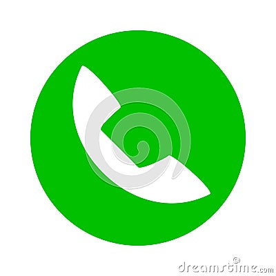 Green round phone icon. Vector. Vector Illustration