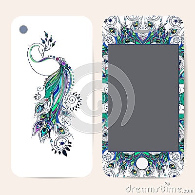 Phone case collection, delicate floral pattern Vector Illustration