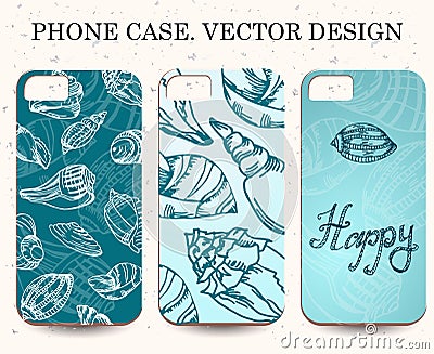 Phone case. Vintage vector background. Decorative shell elements Stock Photo