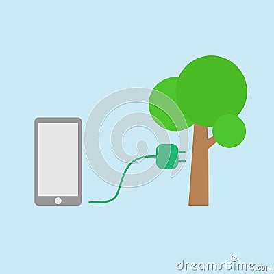 Phone with charger. Vector Illustration