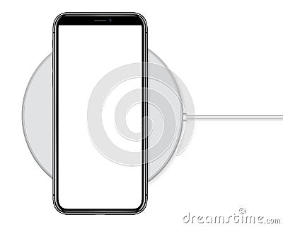 Phone charging on wireless charger Vector Illustration