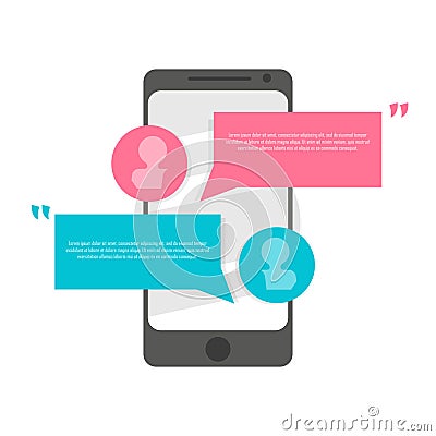 Phone chat message. Speech Bubble icons with smartphone. Communication concept Vector Illustration