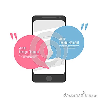 Phone chat message. Speech Bubble icons with smartphone. Communication concept Vector Illustration