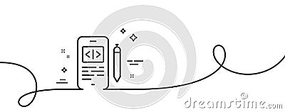 Phone code line icon. Smartphone app sign. Continuous line with curl. Vector Vector Illustration