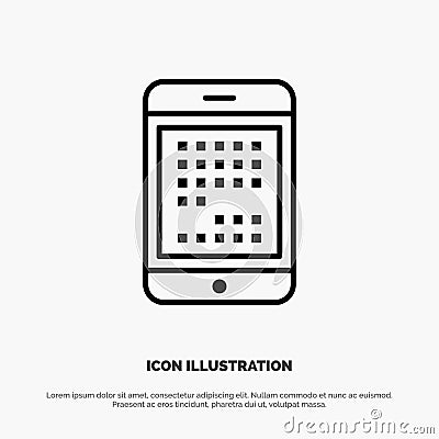 Phone, Computer, Device, Digital, Ipad, Mobile Line Icon Vector Vector Illustration