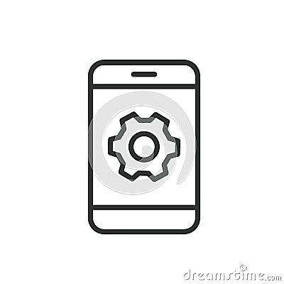 Phone configuration, icon in line design. Phone, configuration, settings, setup, system, preferences, customization on Vector Illustration
