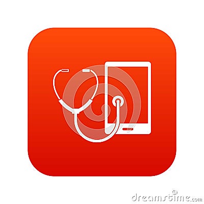 Phone diagnosis icon digital red Vector Illustration