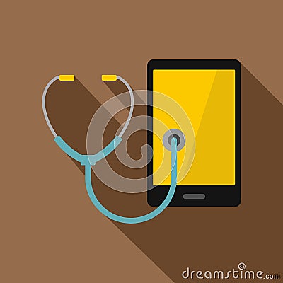 Phone diagnosis icon, flat style Vector Illustration