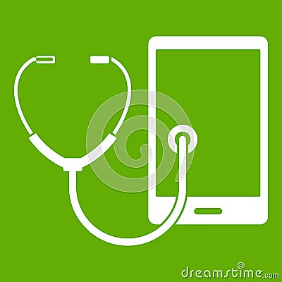 Phone diagnosis icon green Vector Illustration