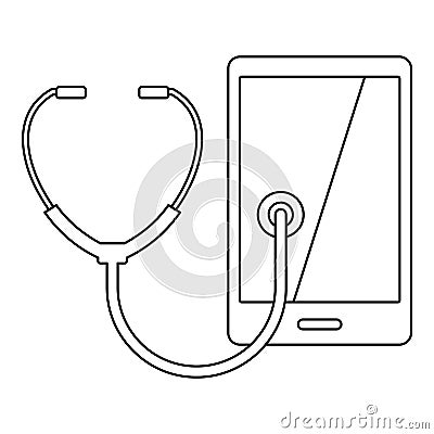 Phone diagnosis icon, outline style Vector Illustration