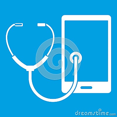 Phone diagnosis icon white Vector Illustration