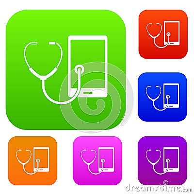 Phone diagnosis set color collection Vector Illustration