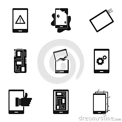 Phone diagnostics icon set, simple style Vector Illustration