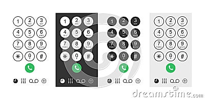 Phone with dial keypad. Number on smartphone screen for call. Cellphone with keyboard for mobile connection. Design of smart Vector Illustration