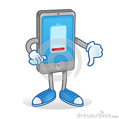 Phone with discharged battery accumulator Vector Illustration