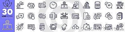 Phone download, Consulting and Voting campaign line icons pack. For web app. Vector Vector Illustration