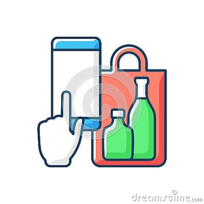 Phone drinks ordering RGB color icon Vector Illustration