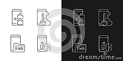 Phone errors linear icons set for dark and light mode Vector Illustration