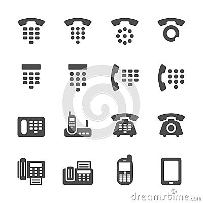 Phone and fax icon set, vector eps10 Vector Illustration