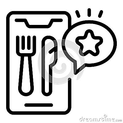 Phone food review icon outline vector. Safety inspection Vector Illustration