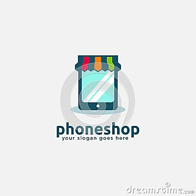 Phone and front shop logo icon vector template Vector Illustration