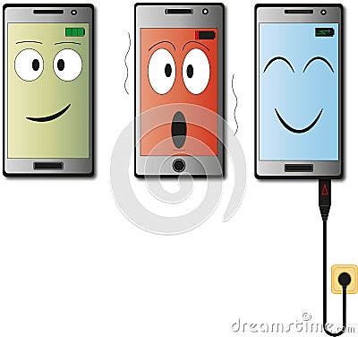 Phone. gadget. the charge level of the battery. Vector Illustration