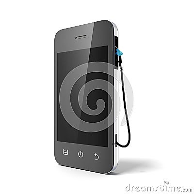 Phone with gas nozzle Stock Photo