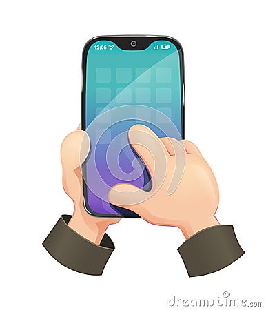 Phone in hand. Modern smartphone. Vector illustration. Vector Illustration