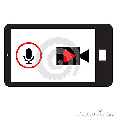 Phone horizontally and record video. phone record sound and video. telephone record sign Vector Illustration