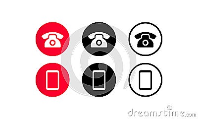 Phone icon in black. Contact icon. Telephone button. Vector EPS 10. Isolated on white background Vector Illustration