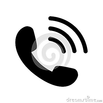 Phone icon in black with waves Vector Illustration