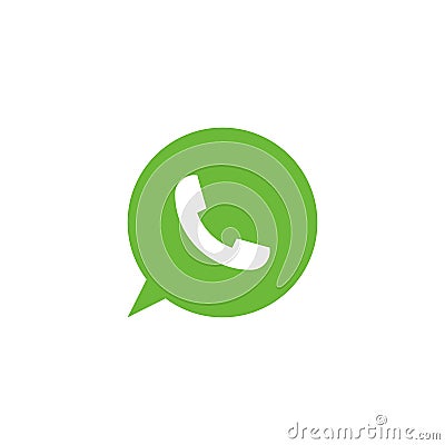 Phone icon. Green vector icon. Telephone symbol. Phone tube sign. Bubble icon. Call icon. Element for design interface mobile app Vector Illustration