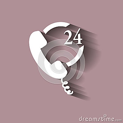 Phone icon 24 hours support. Handset Vector Illustration