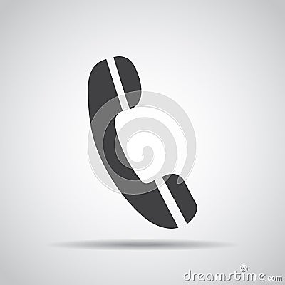 Phone icon with shadow on a gray background. Vector illustration Vector Illustration