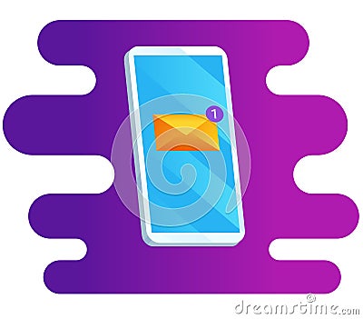 Phone and incoming message on abstract background Vector Illustration