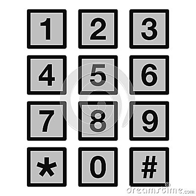 Phone keypad buton set Vector Illustration