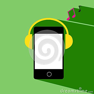 Phone listen headphone music Stock Photo